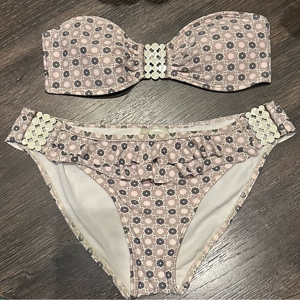 Stunning Floral Pink Bandeau Bikini Set🌸